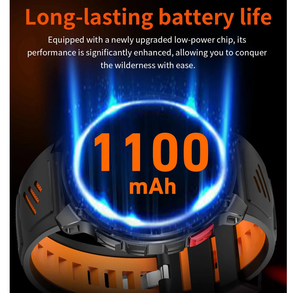 Smartwatch Sport GPS Militare 5ATM — Impermeabile, con Bussola