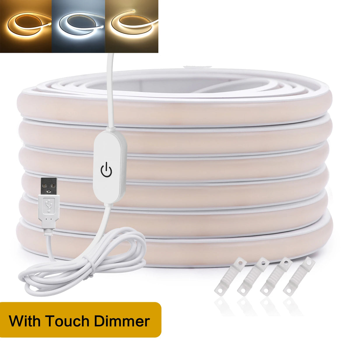 Striscia LED Neon COB 5V dimmerabile, 320 LED/m, waterproof IP68, luce…