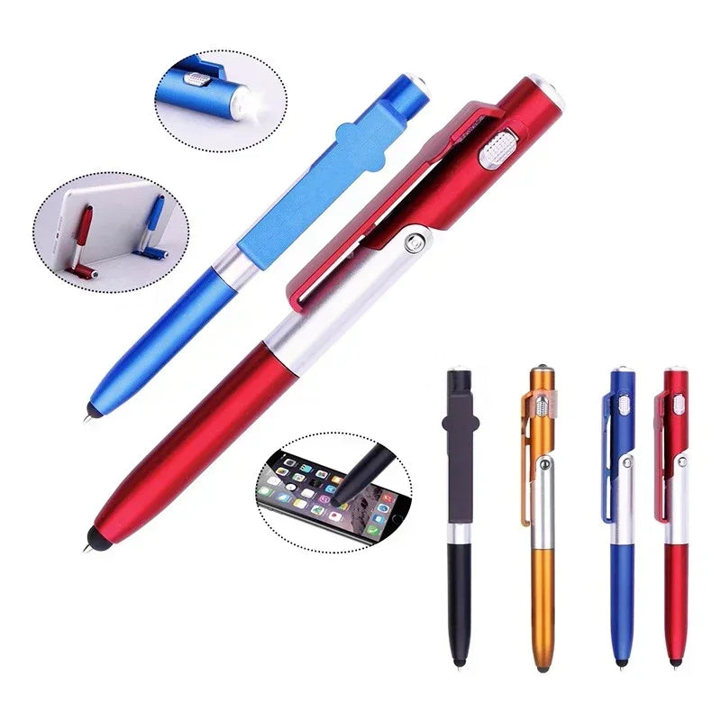 Penna a sfera 4 in 1 con luce LED, supporto pieghevole per smartphone e…