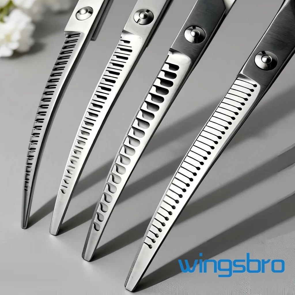 Wingsbro 8 Inch Dog Curved Drooming Scissors, New Style Pet Curved Thinning Scissors Curved Shark Scissors For Dog Hair Trimming