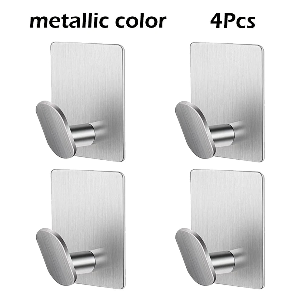 Ganci da parete adesivi in acciaio inox per bagno e cucina – set da 4 pezzi