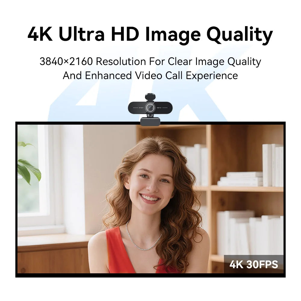 Webcam 4K Ultra HD 1080p 60fps con autofocus e microfoni duali