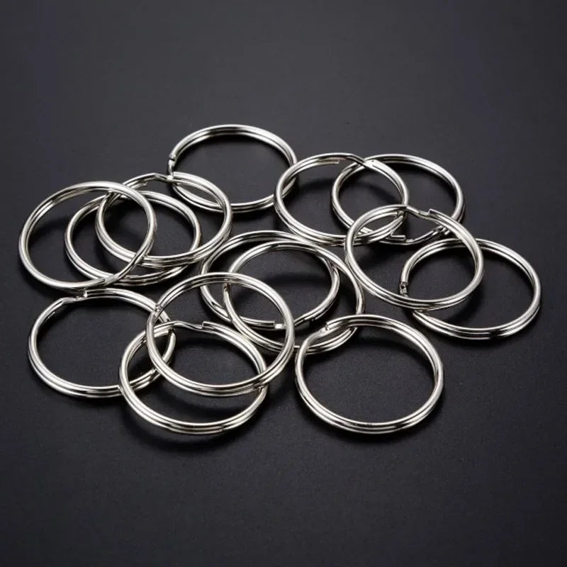 200/100pcs Stainless Steel Key Ring Key Chain 25mm Round Flat Round Split Keychain Polished Metal Blank Circle For DIY Findings