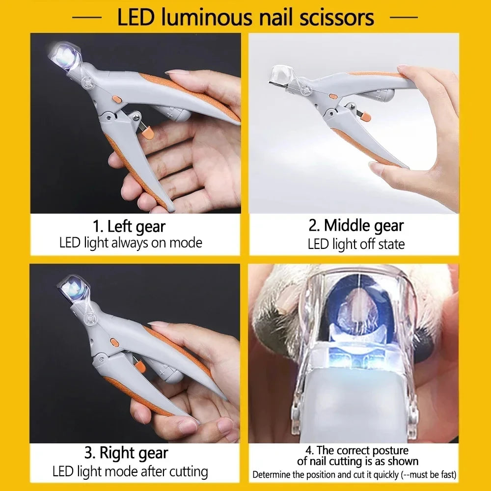 Tagliunghie professionale per animali con luce LED – forbici in acciaio inox