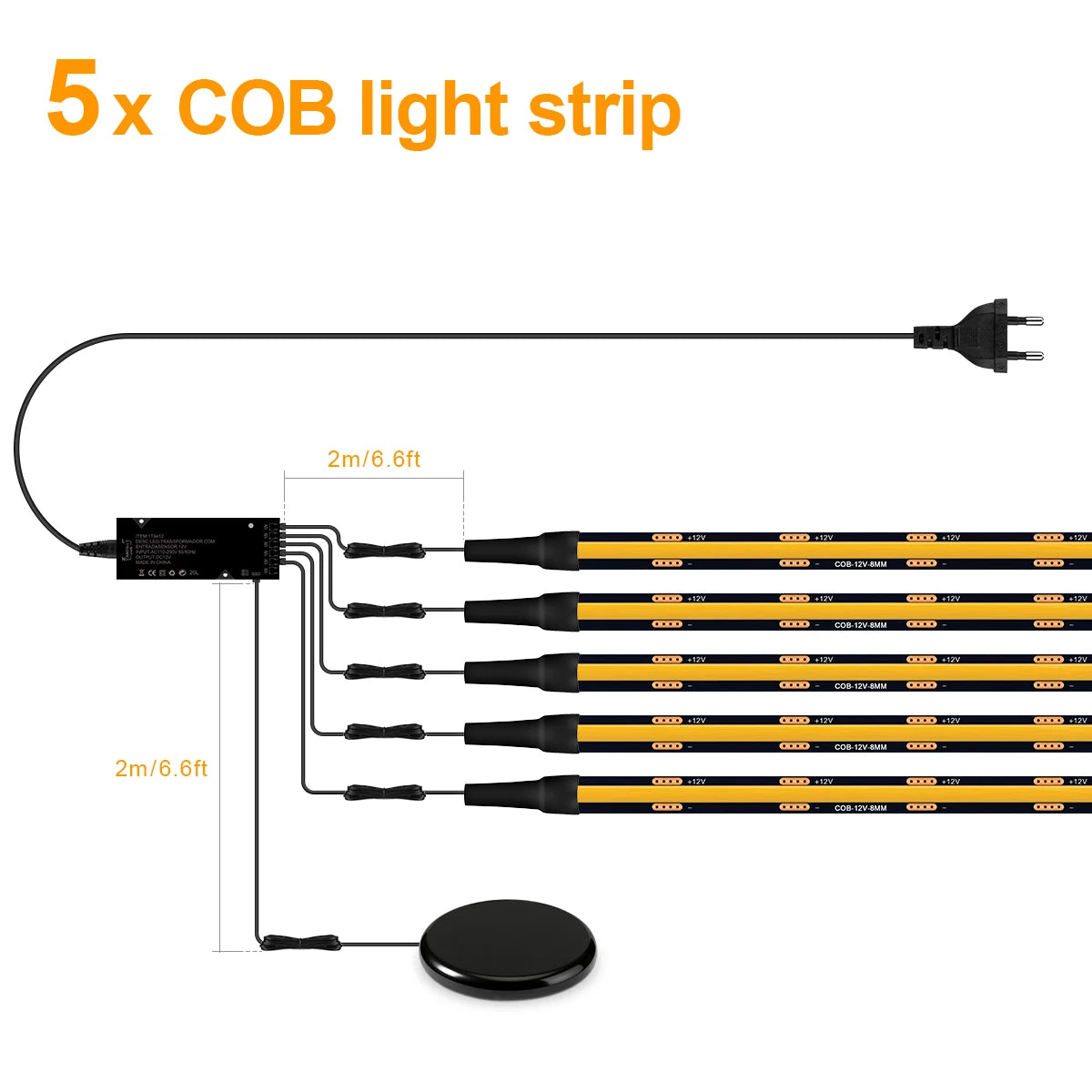 Striscia LED dimmerabile touch nera PCB COB per pannelli in legno e vetro