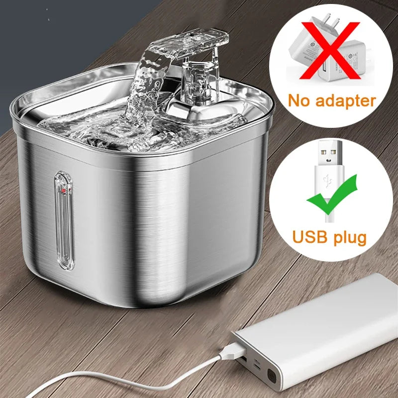 Fontana d'Acqua per Animali in Acciaio Inox con Sensore – 2L