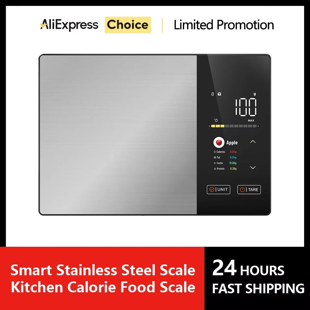 Bilancia Cucina Smart Acciaio Inox, Calorie Proteine Grassi Carboidrati 5kg