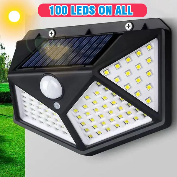1-4PCS Solar LED Wall Light, 100 LED Outdoor Motion Sensor Lights Waterproof Solar Wall Lamp for Garden Fence Yard Pathway Stairs