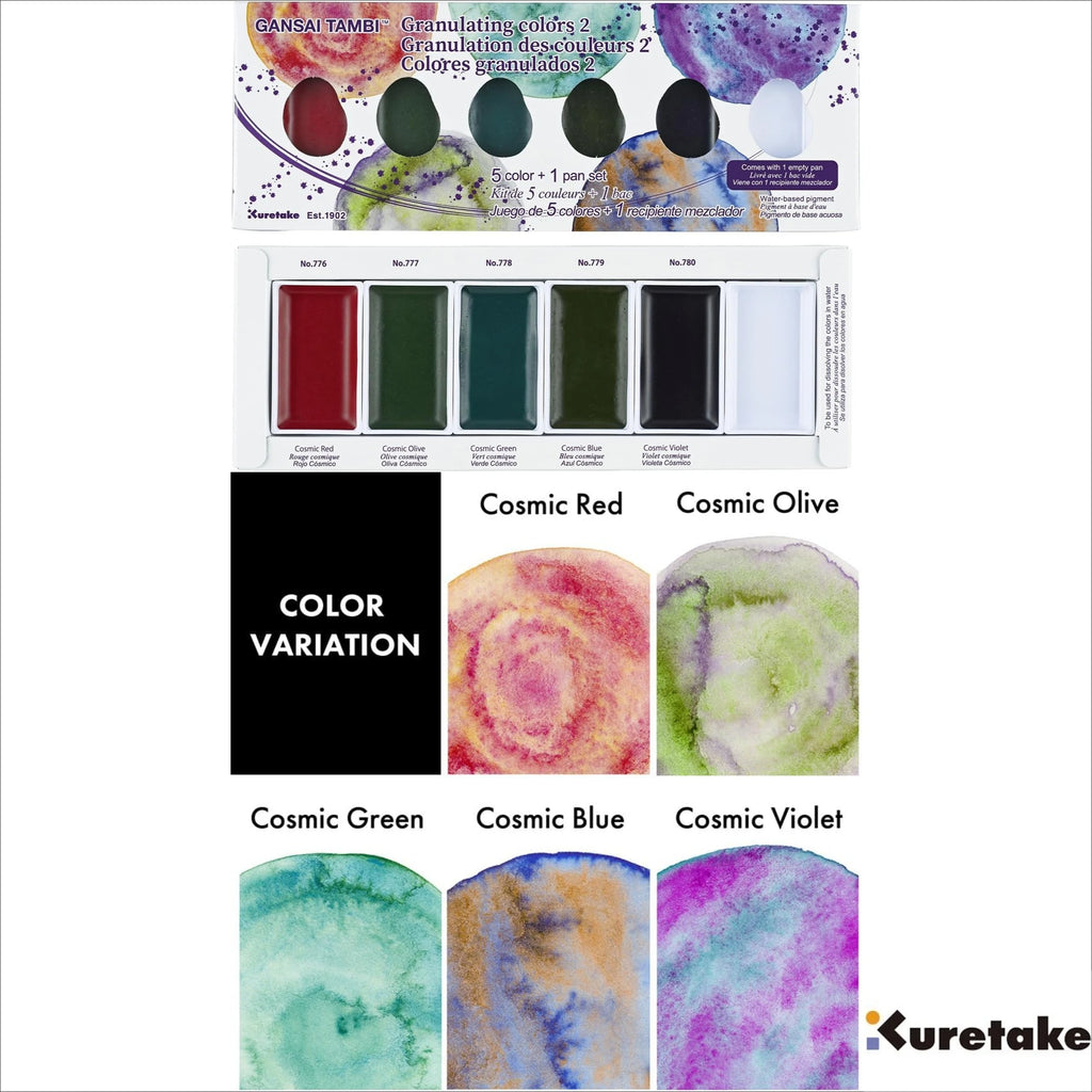 Set Acquerelli Kuretake GANSAI TAMBI Granulating Starry Gem Pearl Sumi