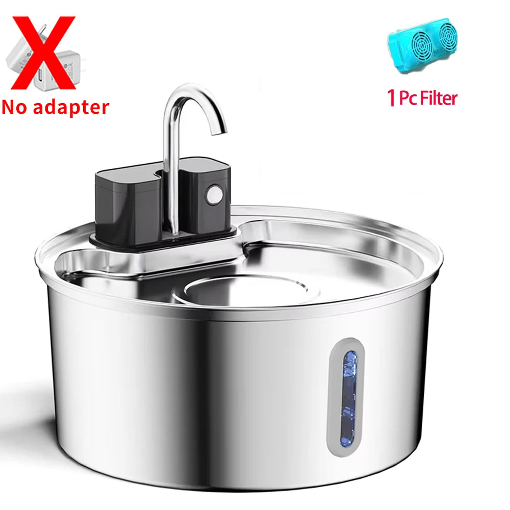 Fontanella per Gatti in Acciaio Inox 3,2 L con Batteria 4000 mAh e Filtrazione