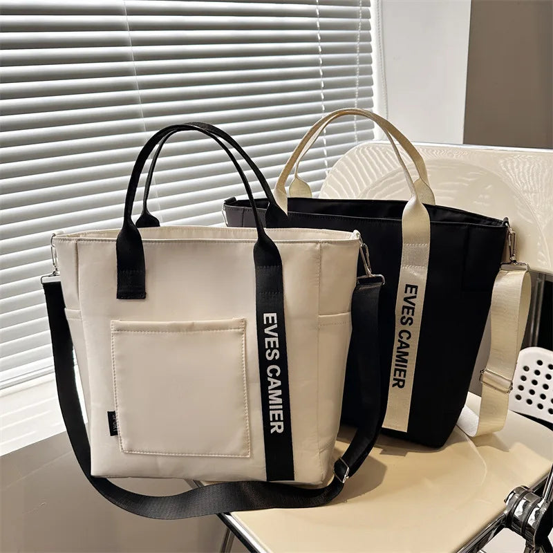 Sac cabas imperméable en nylon pour femme, tendance, grande capacité, léger, sac bandoulière pour étudiante, travail, voyage, sport