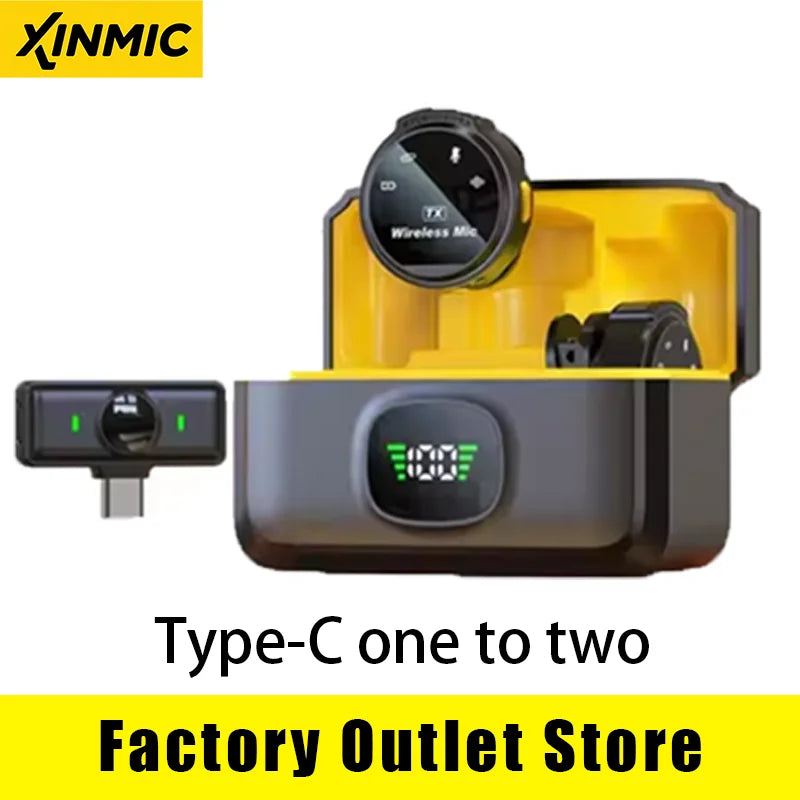XinMic J6 Wireless Lavalier Lapel Microphone Noise Cancel Live Mini Mic iPad Android Type-C Phone Outdoor Recording Interview PC