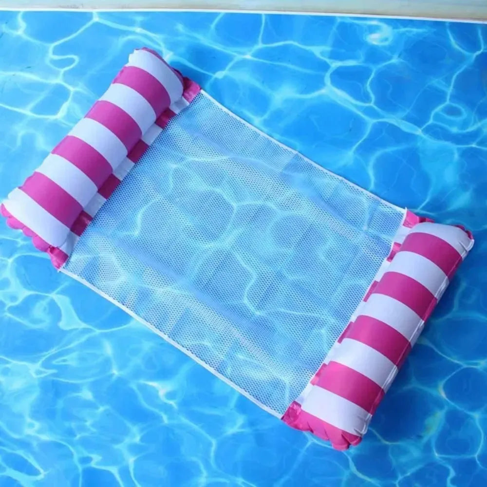 Materasso Gonfiabile Pieghevole per Piscina – Amaca Flottante a Righe PVC