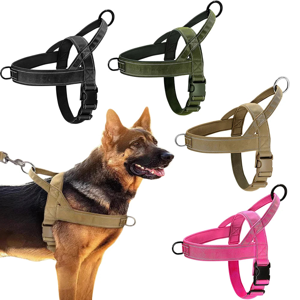Imbrago anti-tiro in nylon 1000D per cani grandi con manico riflettente