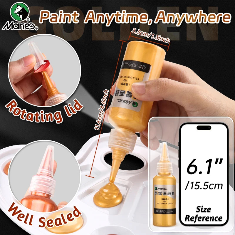Vernice acrilica metallica 50ml - effetto perlato oro, per legno e tela