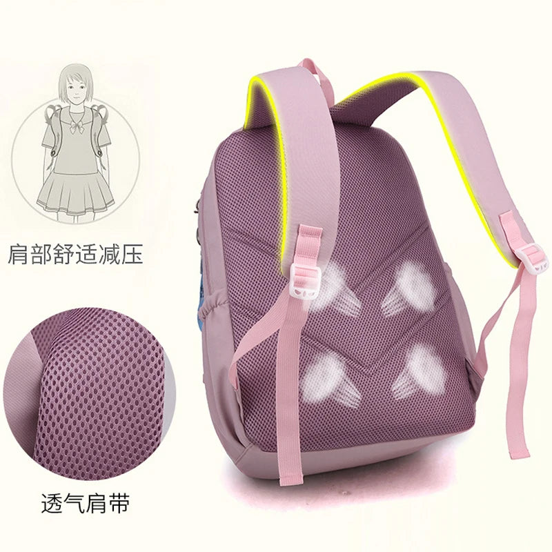 Sac à dos scolaire pour fille adolescente Kawaii rose en nylon