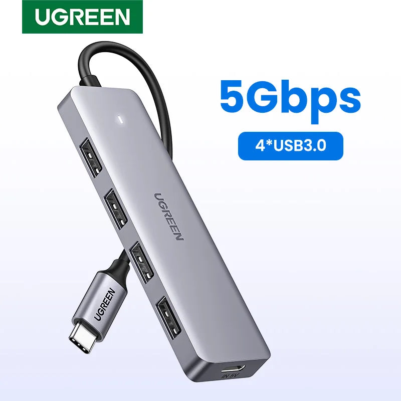 Hub USB‑C 4 porte USB 3.0 – Espansione veloce per MacBook, iPad e Android