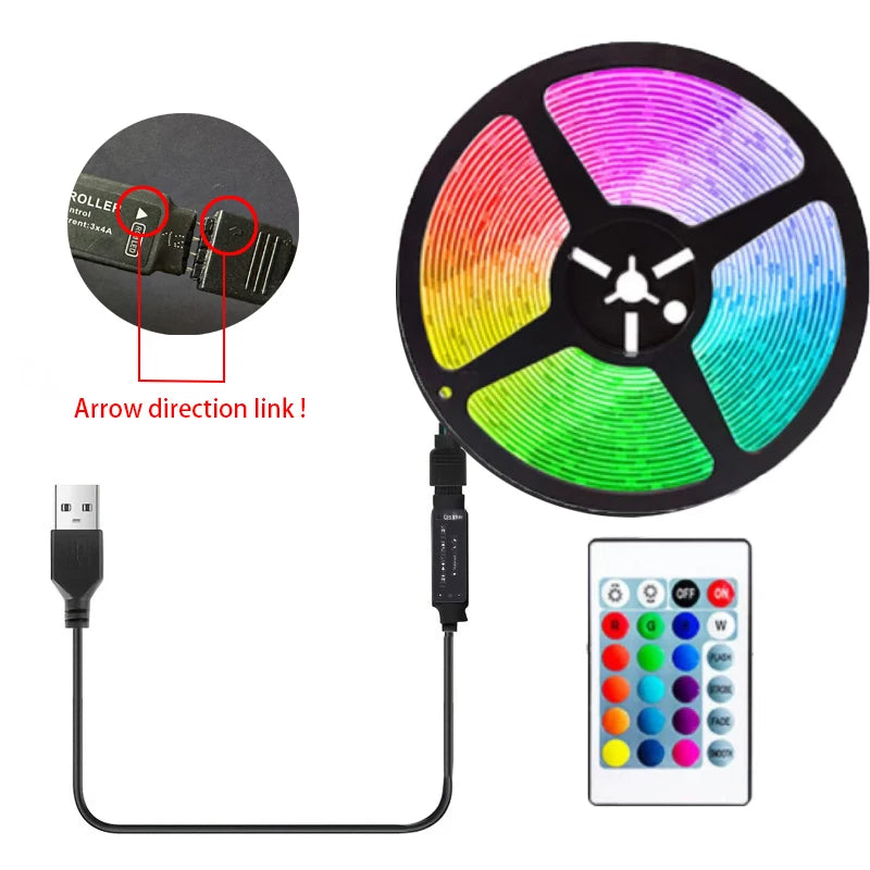 Striscia LED RGB 5 m con USB – Illuminazione TV, Gaming e Party