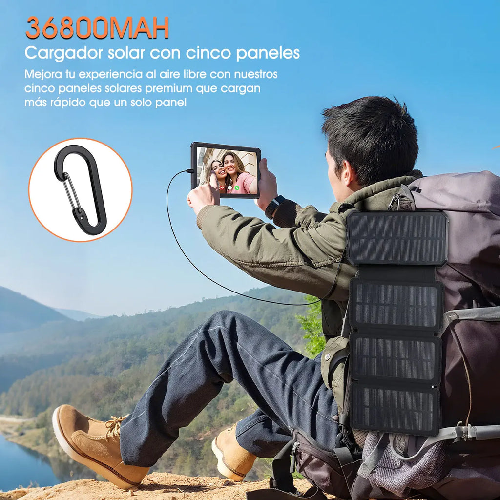Power Bank 20000 mAh con Ricarica Solare – Compatibile iPhone, Xiaomi, Huawei
