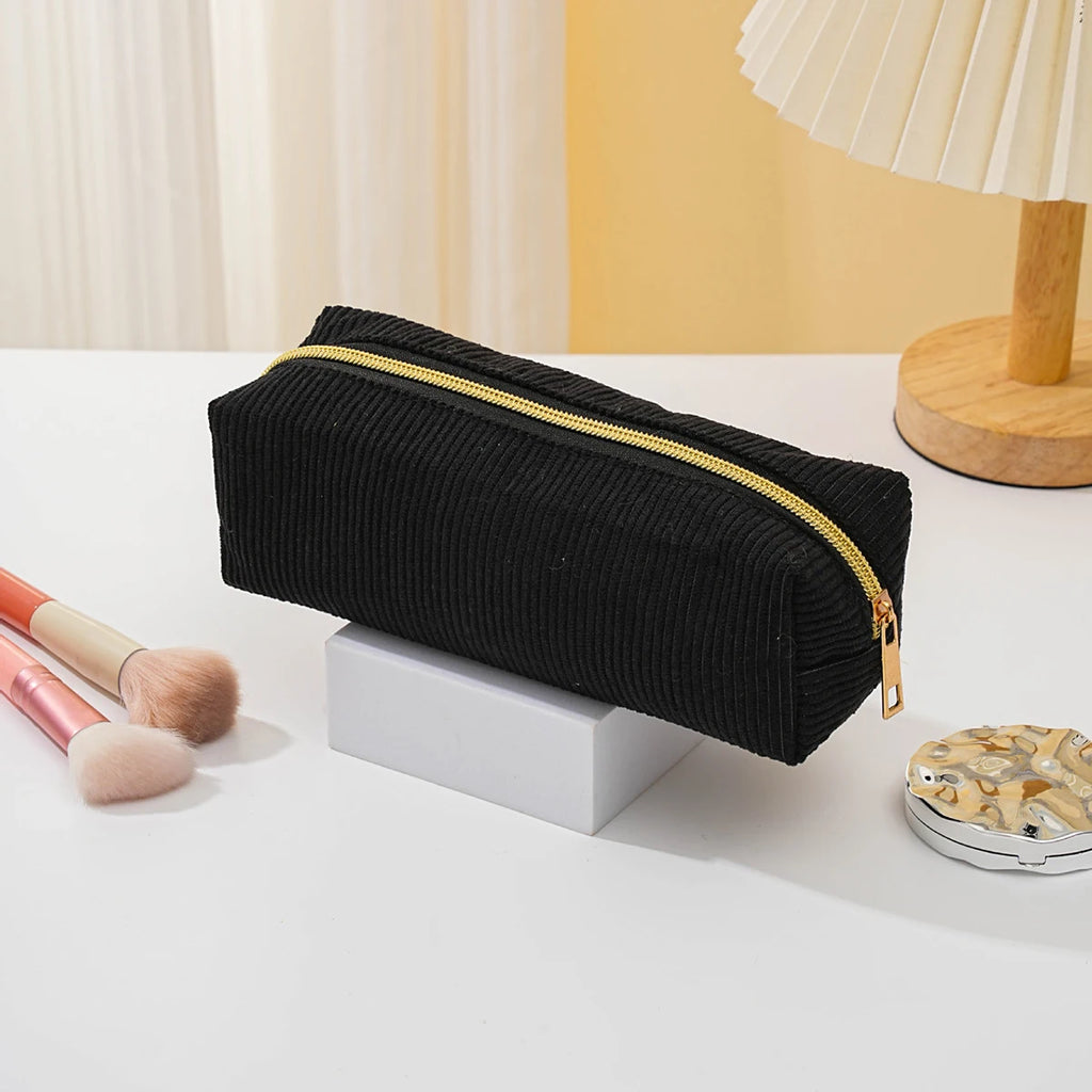 1pc solid color pencil case - large capacity school & office bag