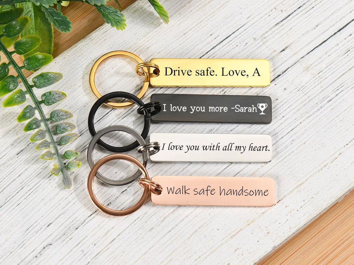 Personalised Keychain Engraved Keychain Custom Keyring Customised Keychain Personalised Gift Name Keychain Safe Driving