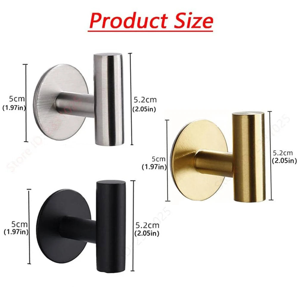 Ganci a muro adesivi in acciaio inox – set 2 per asciugamani e cappotti