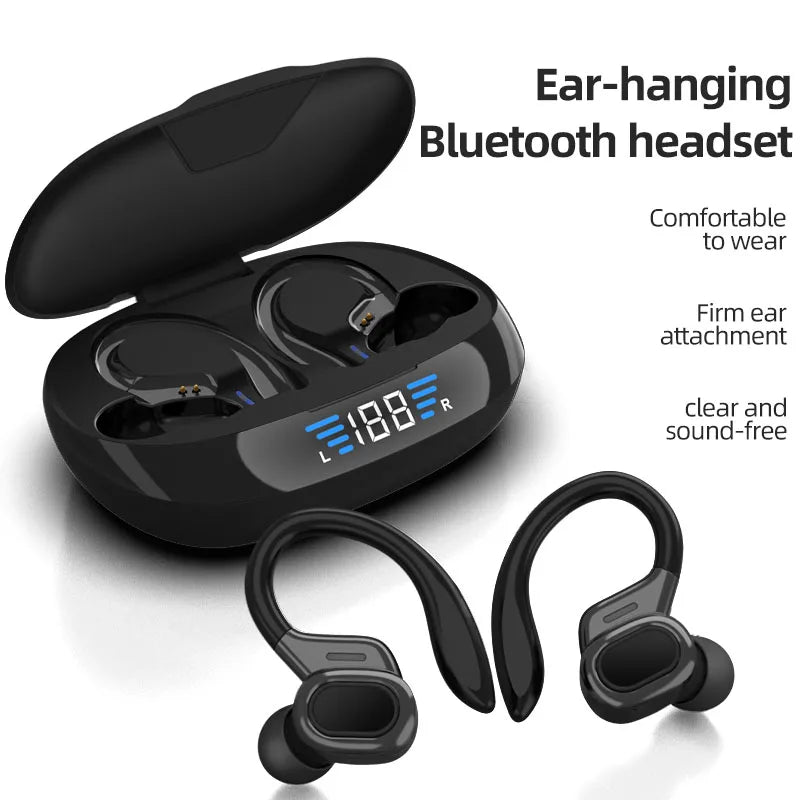 Auricolari sportivi wireless con gancio auricolare, Bluetooth 5.3, impermeabili
