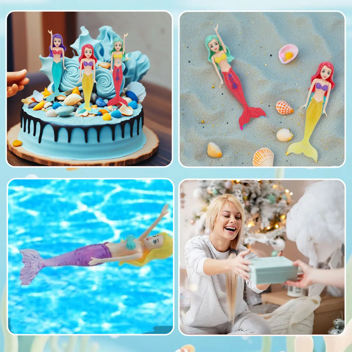 New Mermaid Dive Toys 2/3/4 PCS Colorful Bath Toy Play in Water Pool Float Toys 2 Rising Modes Games for Toddlers Children Gift