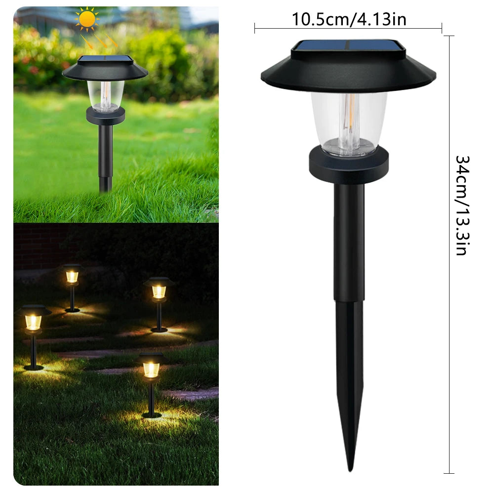 Lampade solari LED per sentieri, impermeabili IP65, luce calda, batteria 500 mAh
