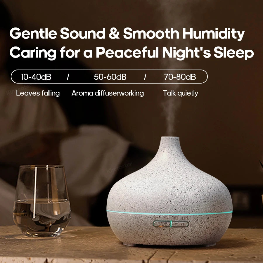 Diffusore ad aromaterapia ultrasuoni 300 ml con design legno, 3 timer e luce USB