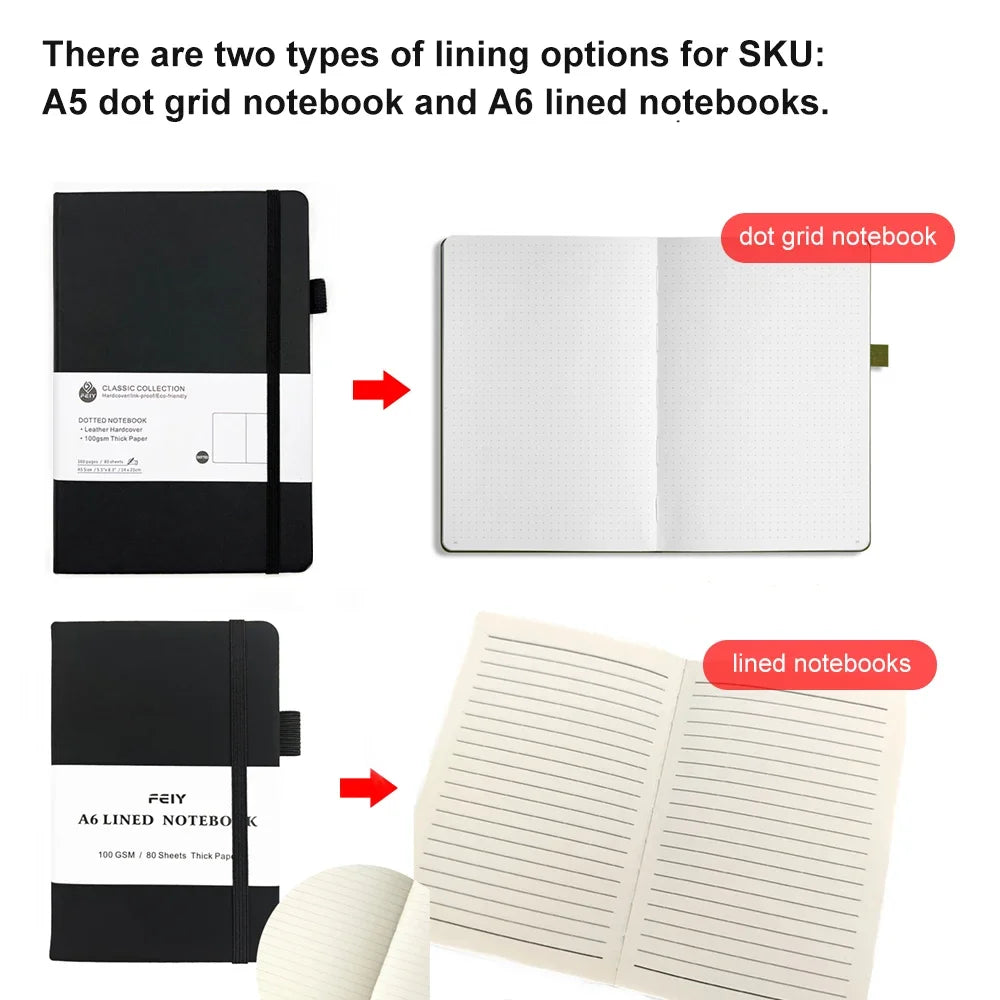 Premium Bullet Dot Grid /Horizontal Line Notebook - 160 Pages A5/A6 Journal for Creativity, Writing, Sketching,Thick 100 GSM