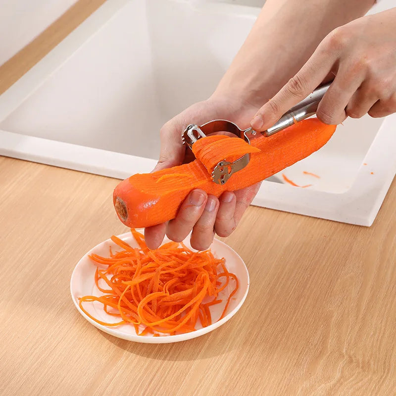 Grattugia e Pelapatate in Acciaio Inox 2 in 1 – Julienne per Verdure e Frutta