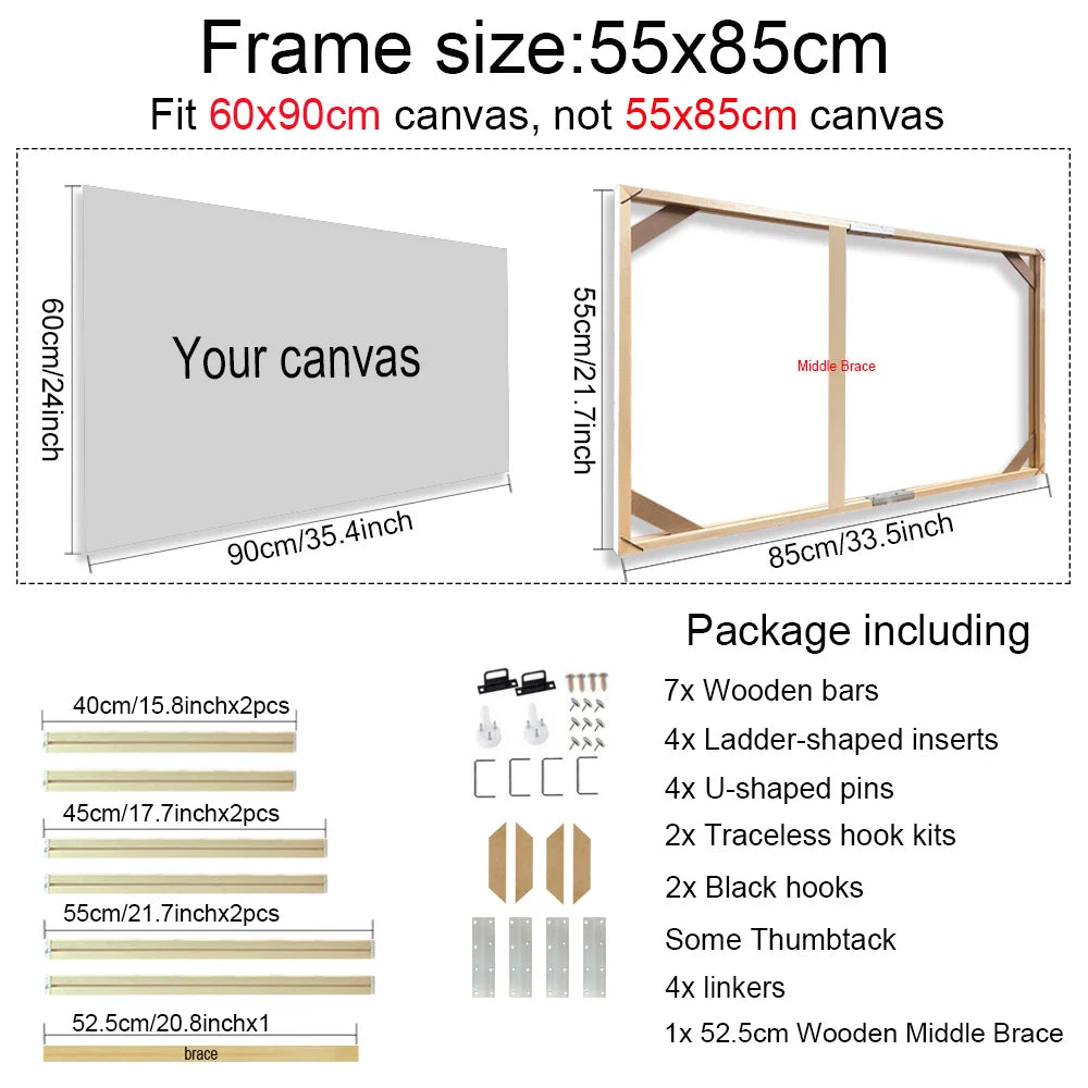 Cornice Moderna in Legno per Canvas, 24 Misure