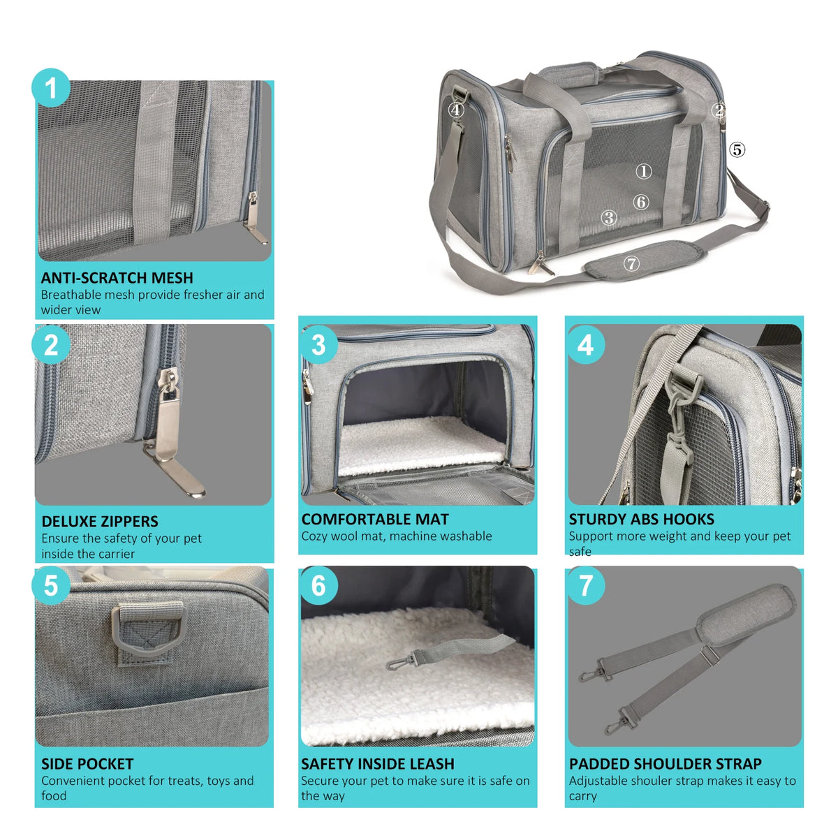 Zaino trasportino per cani e gatti – borsa morbida, impermeabile e omologata
