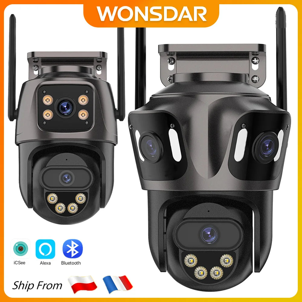 WONSDAR Outdoor Wifi PTZ Camera Three Lens or Dual Lens IP Camera Auto Tracking Color Night Vision Video Surveillance CCTV ICsee