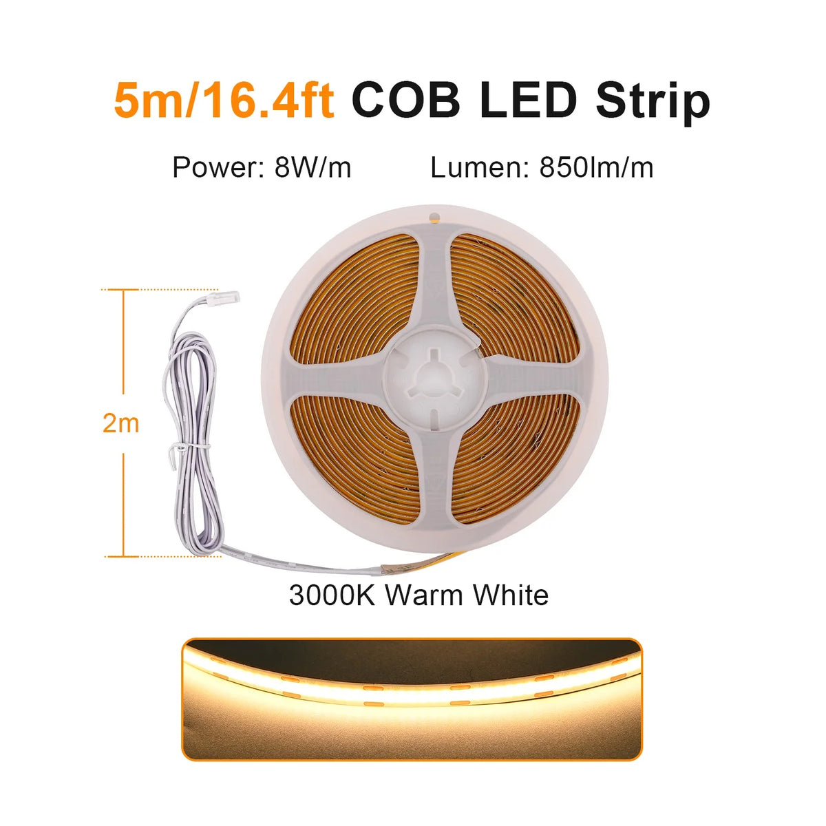 Striscia LED COB dimmerabile per armadi e scaffali, sensore touch, 12 V