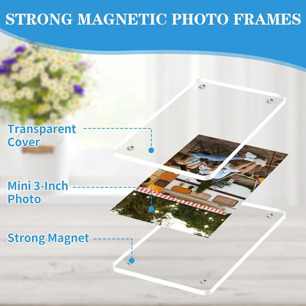 Acrylic Fridge Magnetic Photo Frames 6x9cm Home Decor Double Sided Clear Magnetic Frame for Display 2.46x3.54 Inch Magnet