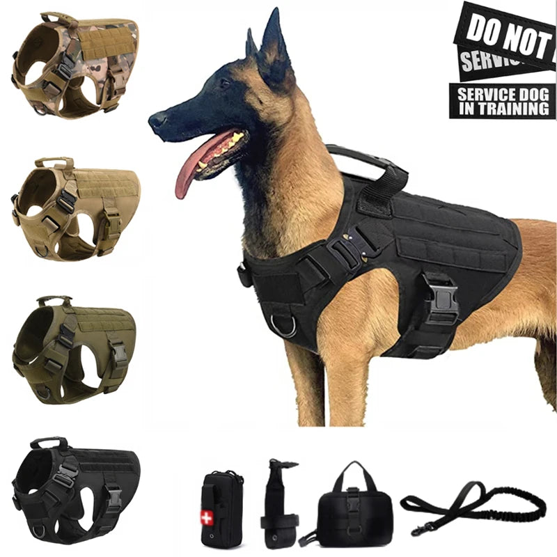 Giubba tattica militare per cani – Set imbracatura e guinzaglio