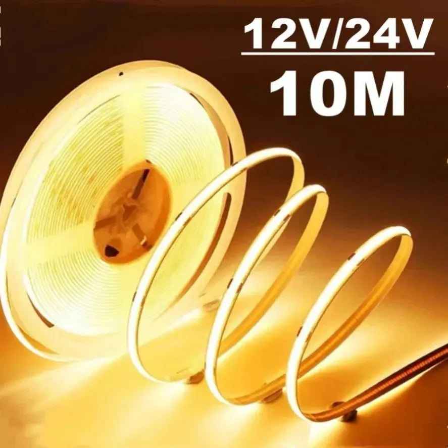 Striscia LED COB dimmerabile 320 LED/m 12V‑24V per ambienti casa e ufficio