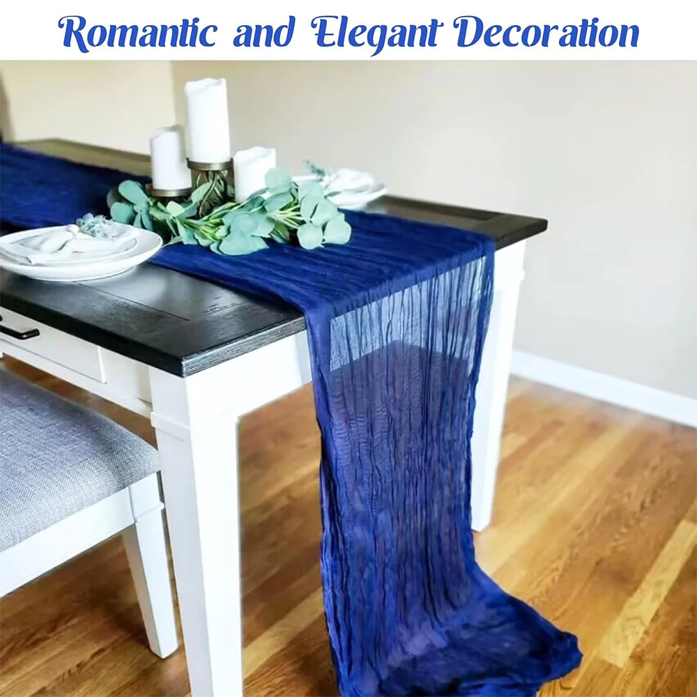 Royal Blue Cheesecloth Table Runner Boho Gauze Rustic Sheer Cheese Cloth Table Runner Wedding Party Birthday Baby Shower Decor