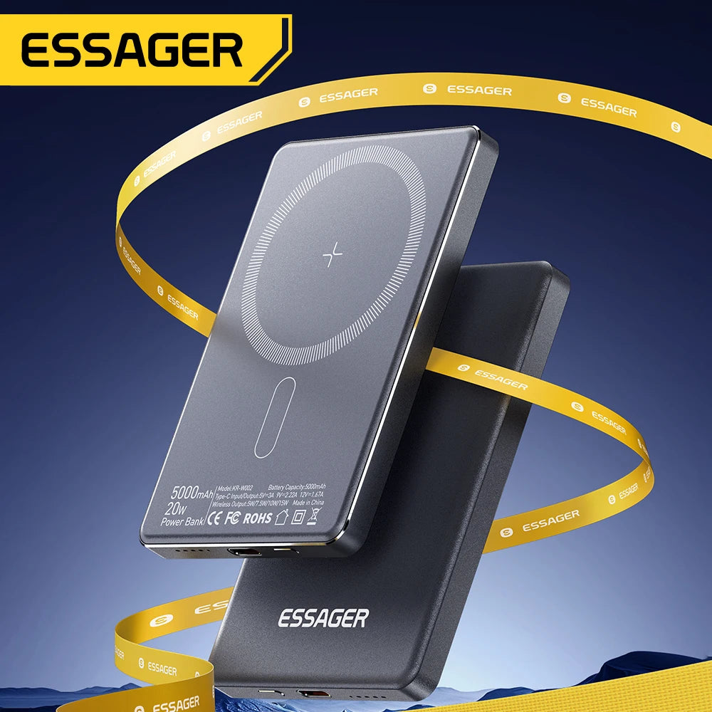 Power Bank Wireless 5000 mAh 20 W Ultra‑Thin con Magnete N52 per iPhone 14‑17