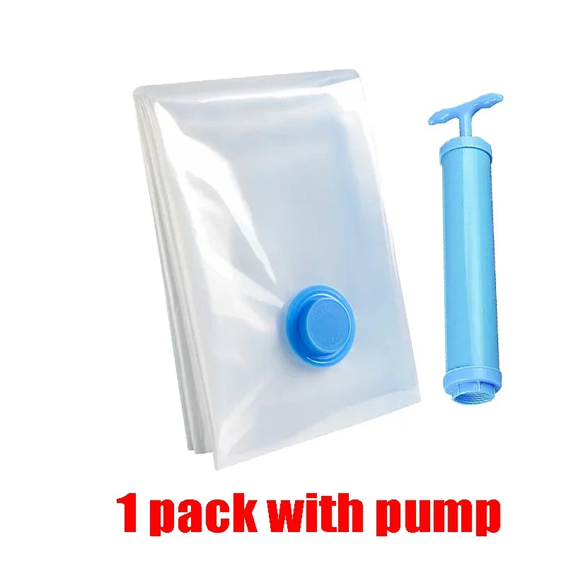 Vacuum Bag for Clothes, Air Vacuum Bag with Pump, Travel Essentials, Space Saver Bags for Comforters Blankets Storage Organizer