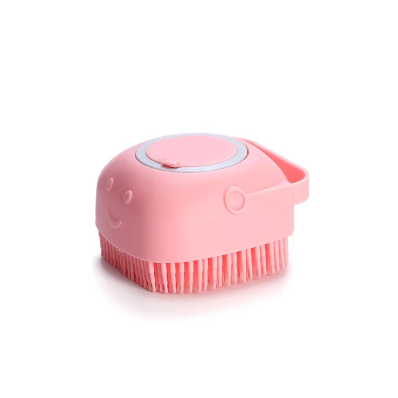 Spazzola in silicone morbido per cani e gatti – massaggio e dispenser shampoo