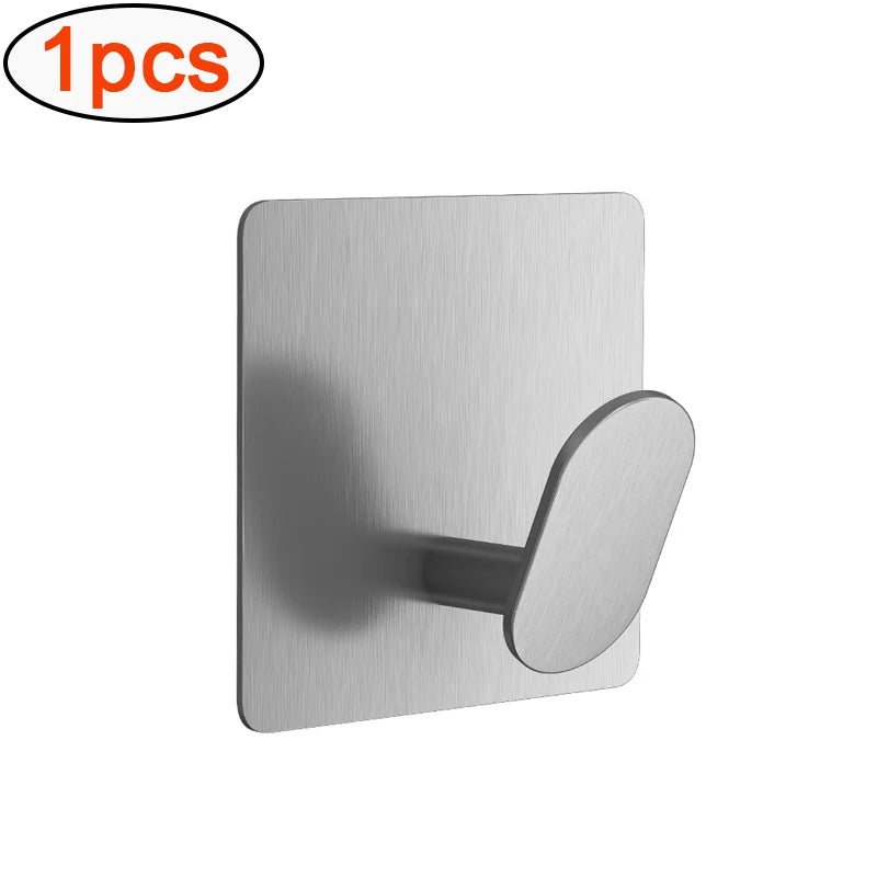 Ganci da bagno in acciaio inox 4 pezzi, supporti adesivi neri