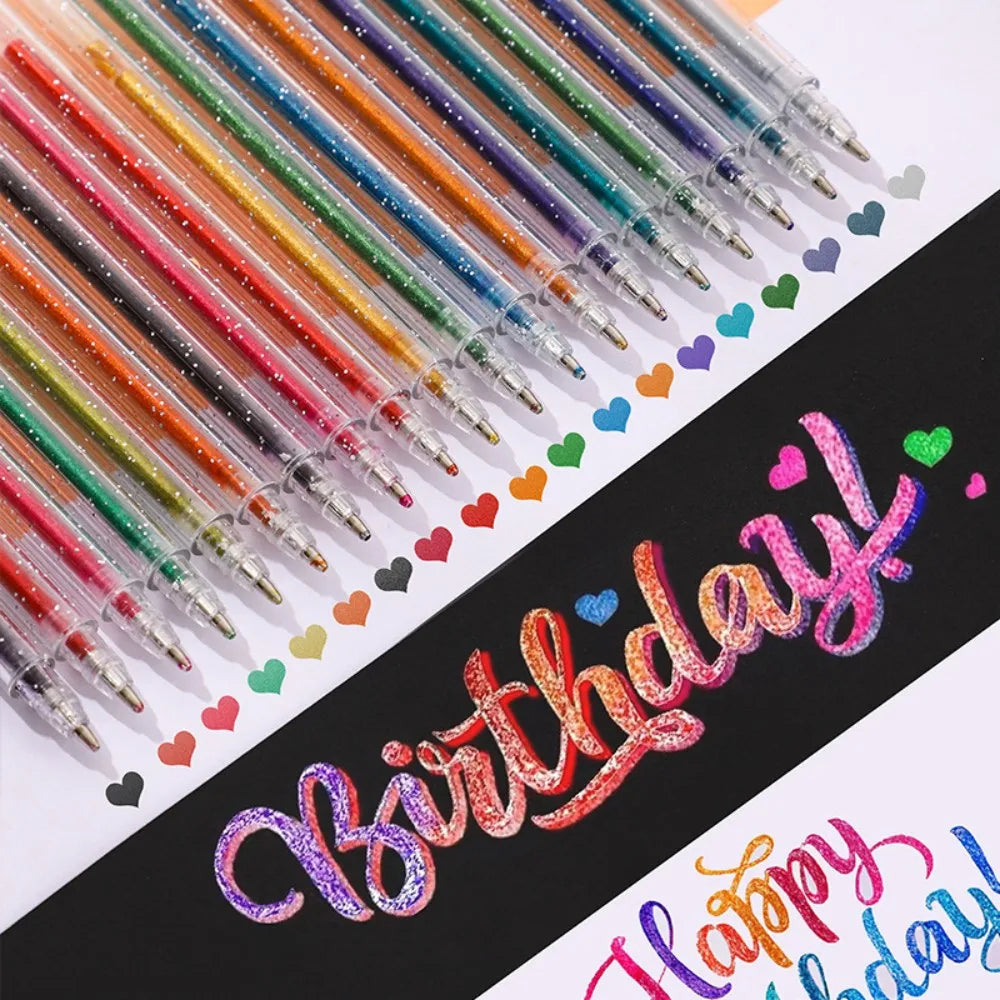 Penna gel glitter 0,2 mm – 8‑60 colori brillanti per carta, diario e arte DIY