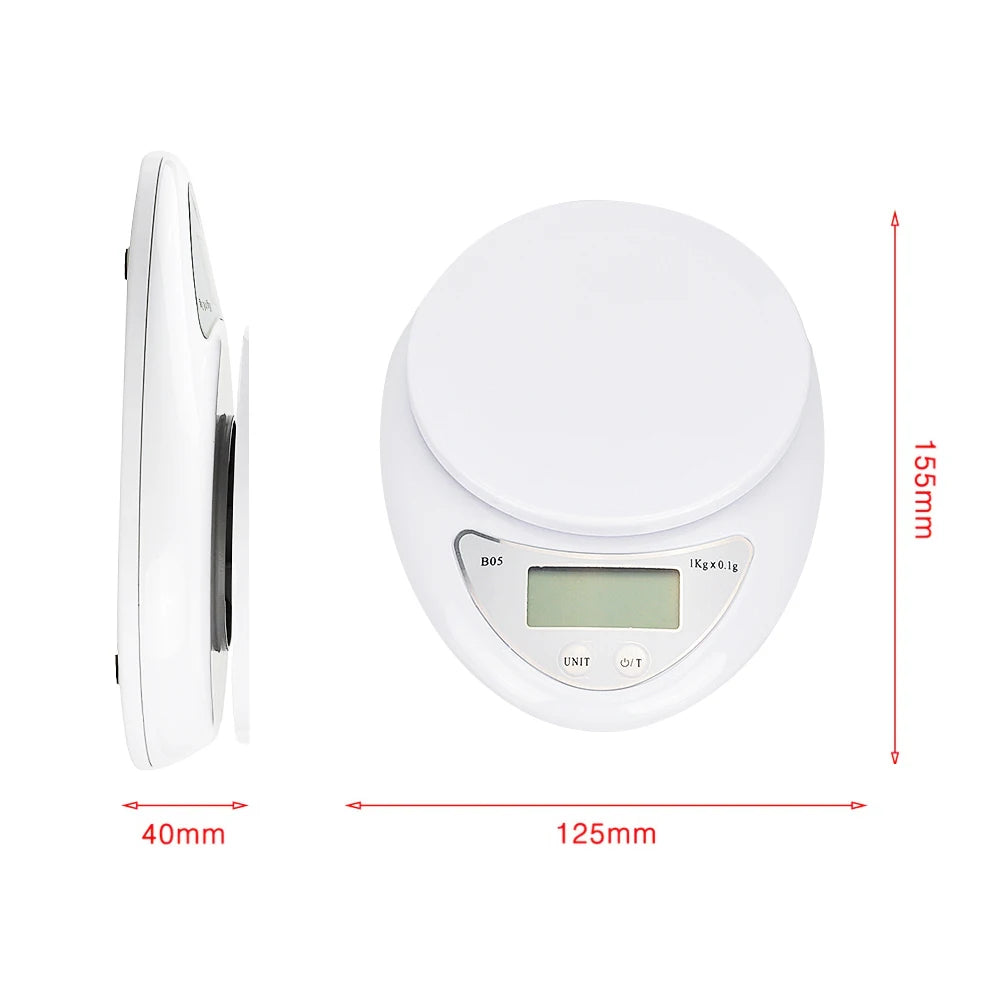 Bilancia digitale da cucina 5 kg/1 g, precisione 0,1 g, display LED, unità…