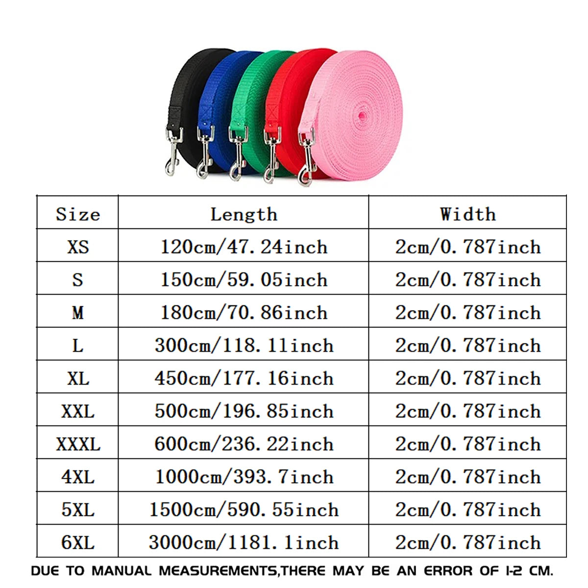 Guinzaglio in Nylon per Cani – Lanyard da 1,2 m a 30 m, Resistente e Versatile