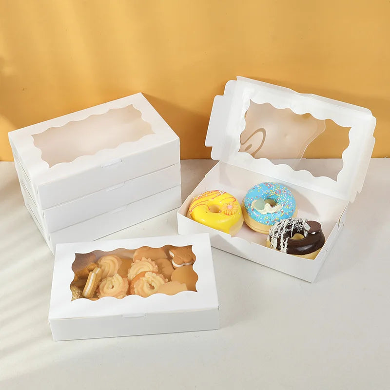 5/10/20pcs Cake Bakery Box With Window Candy Cookie Dessert Donut Box for Wedding Birthday Party Supplies Christmas Gift Packing