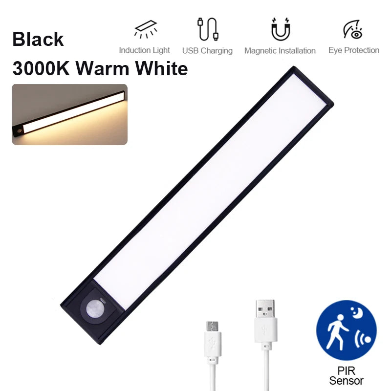 Lampada LED ricaricabile con sensore di movimento, 3 colori per armadi e cucina