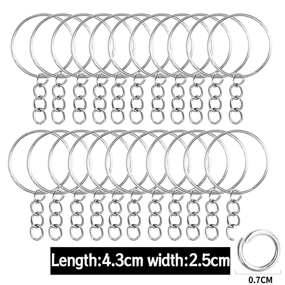 Metal Keychains with Split Rings Link Chain Key Rings Keyfob Key Pendants Holder Rings DIY Key Chains Keyring Accessories Tools